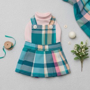 Minty Plaid Pati Elbise