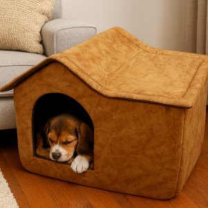 Açılır Çatılı Köpek & Kedi Kulübesi (Bej)